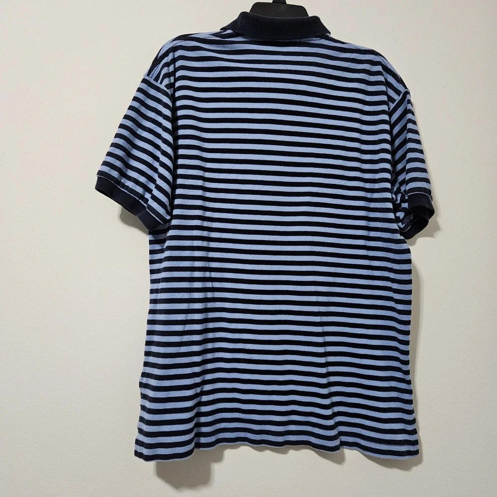 Polo Ralph Lauren Mens Large Blue‎ Striped Short Sleeve Cotton Polo Shirt